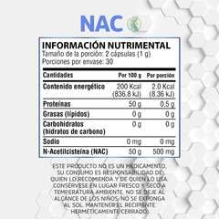 NAC (N-Acetilcisteína) - 60 cápsulas de 500 mg