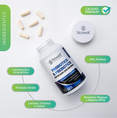 Probiótico & Prebiótico + Enzimas - 60 cápsulas de 500 mg