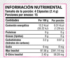Myo + D-Chiro Inositol - 60 cápsulas de 500 mg