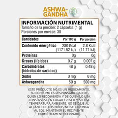 Ashwagndha - 60 Cápsulas de 500 mg