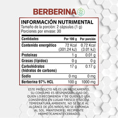 Berberina 97% HCL - 60 Cápsulas de 500 mg