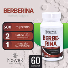 Berberina 97% HCL - 60 Cápsulas de 500 mg