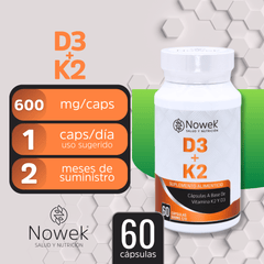 Vitamina D3 + K2 - 60 Cápsulas de 800 mg
