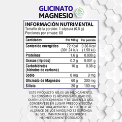 Glicinato de Magnesio - 60 Cápsulas de 500 mg