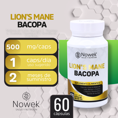 Lion's Mane + Bacopa + L Tirosina + Semilla De Uva - 60 cápsulas de 500 mg