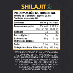 Shilajit - 60 cápsulas de 500 mg