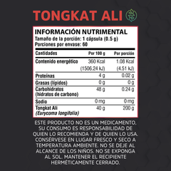 Tongkat Ali - 60 cápsulas de 500 mg