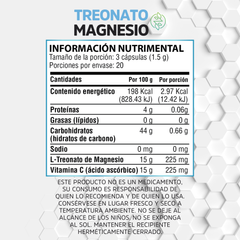 Treonato de Magnesio - 60 cápsulas de 500 mg