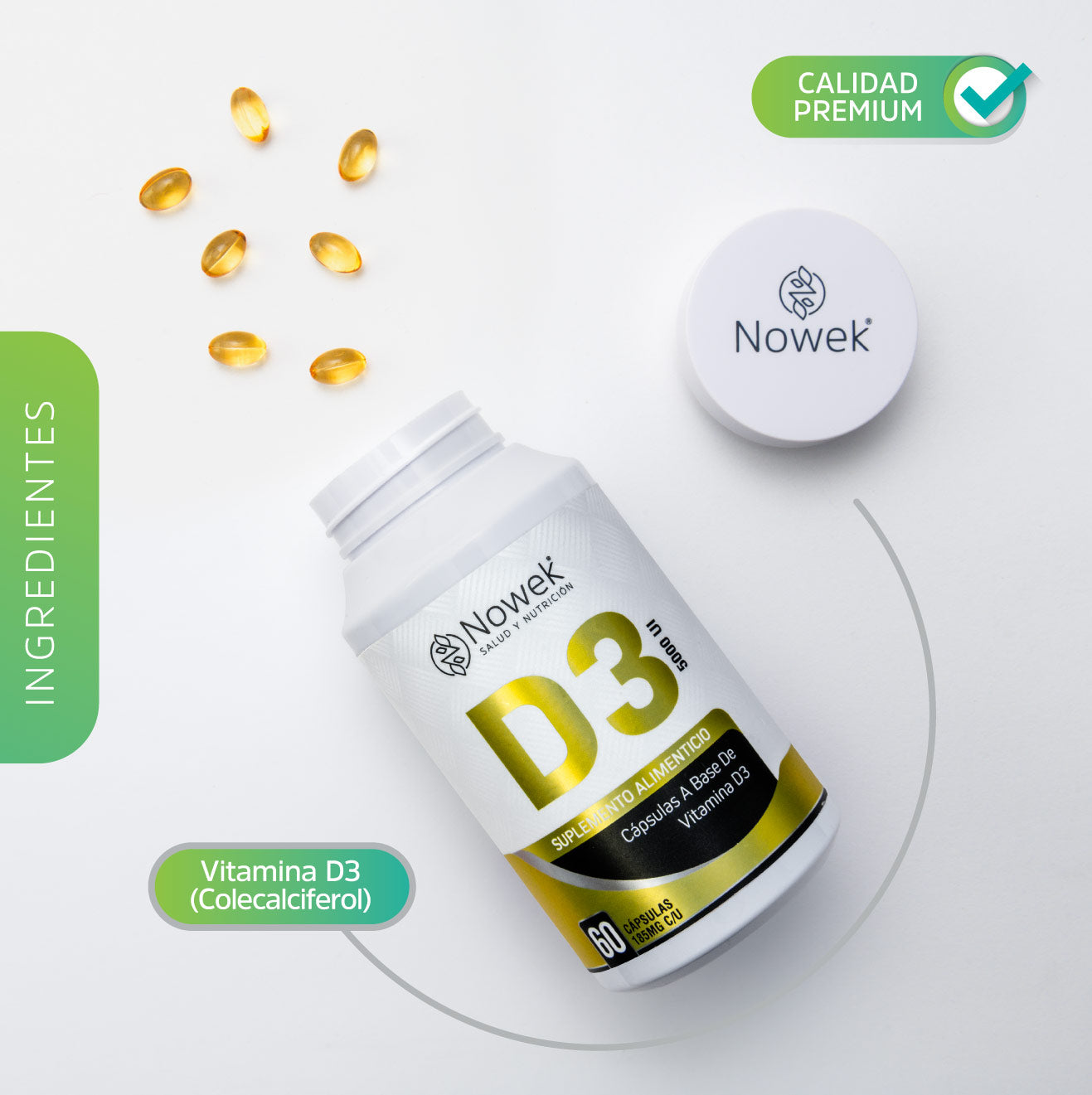 Vitamina D3 - 60 Cápsulas de 185 mg