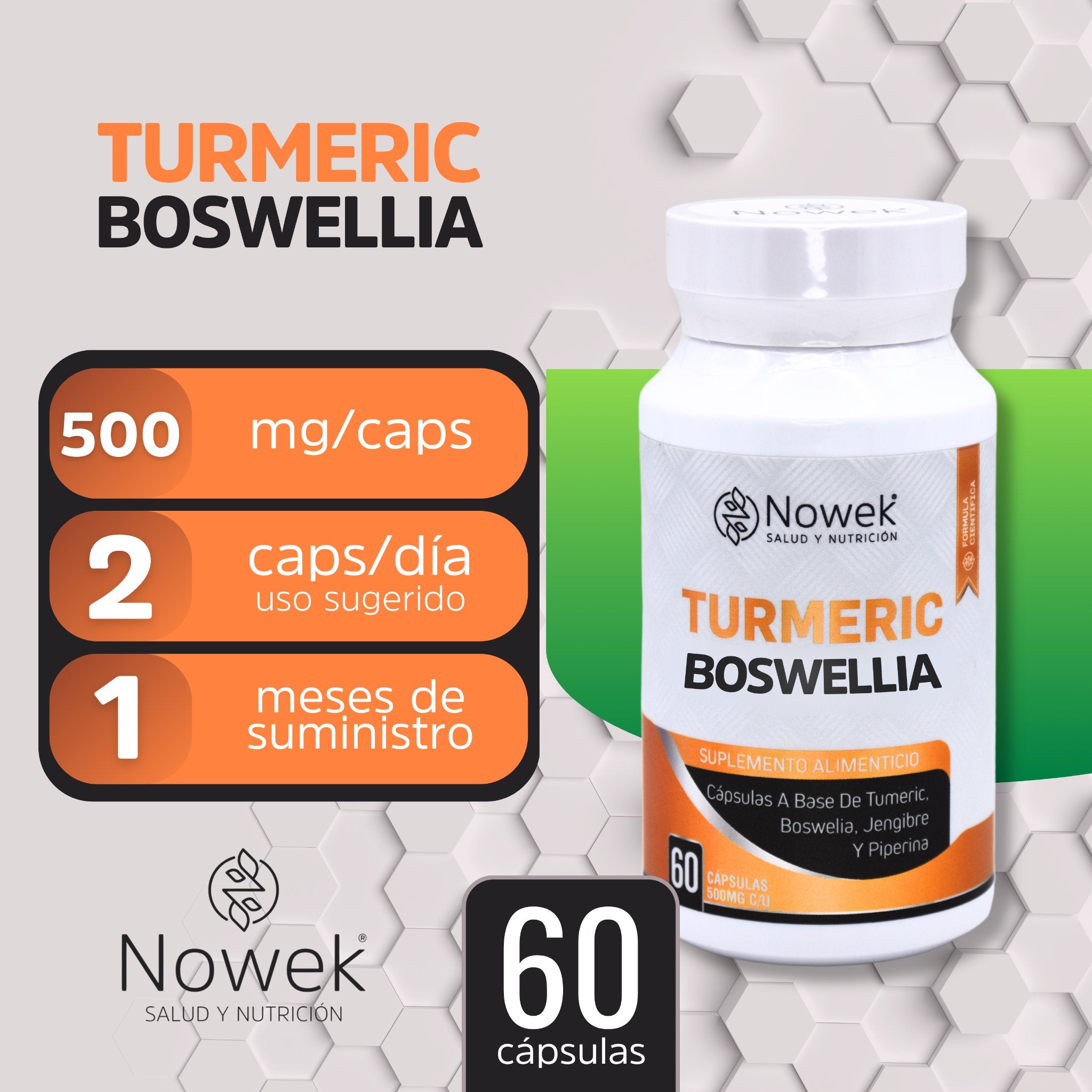 Turmeric Boswellia - 60 cápsulas de 500 mg