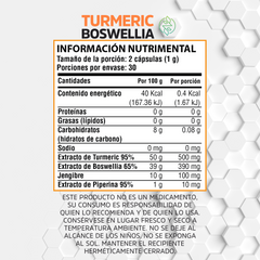 Turmeric Boswellia - 60 cápsulas de 500 mg